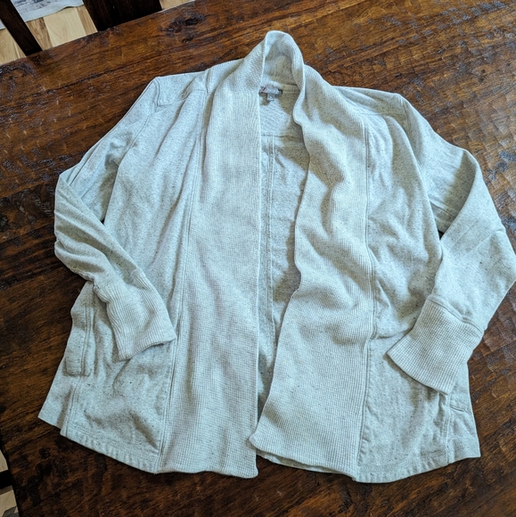 Talbots Light Gray Terry Cardigan With Pockets M - Picture 15 of 16